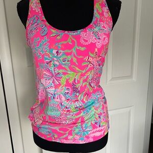 Lilly Pulitzer Fitted Pink and Blue Sleeveless Tank